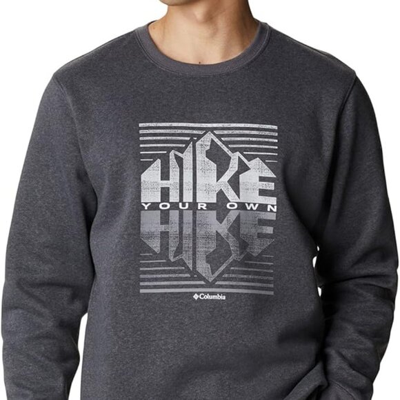 🆕Columbia Men's Hart Mountain Graphic Crew, XL-Shark Heather/Hike Graphic - Picture 1 of 5